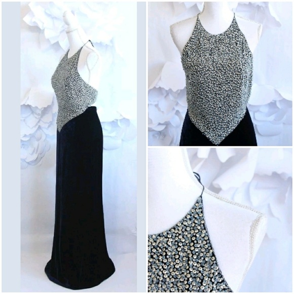 NAEEM KHAN Beaded Halter Long Gown Dress 4 Silk - Picture 2 of 8